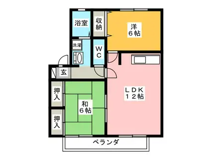 ハイカムールSUWA C(2LDK/2階)の間取り写真