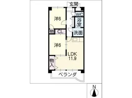 ベルカーサ(2LDK/1階)の間取り写真