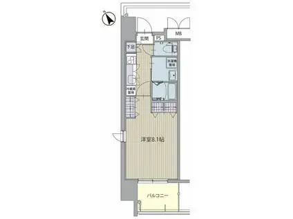 パルティール神宮南(1K/11階)の間取り写真