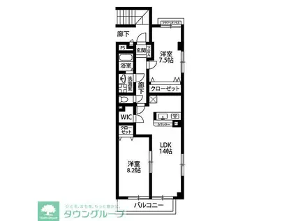 アンプルールフェールPLAGE(2LDK/2階)の間取り写真