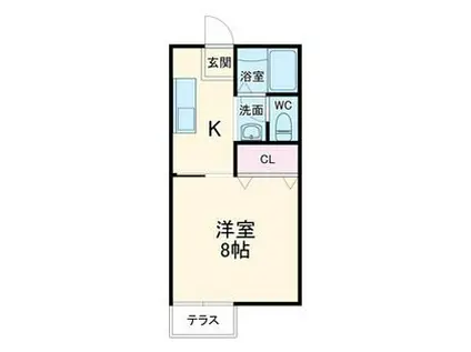 カーサディドマーニ(1K/2階)の間取り写真