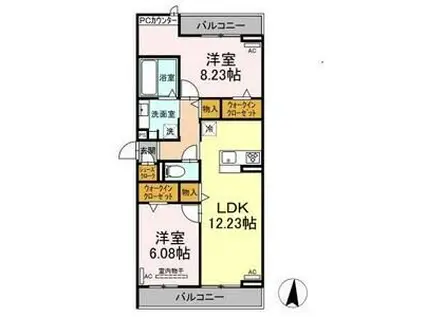 クープレット石川橋(2LDK/3階)の間取り写真