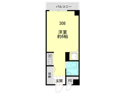 ペガサスマンション浄心寺坂(ワンルーム/3階)の間取り写真