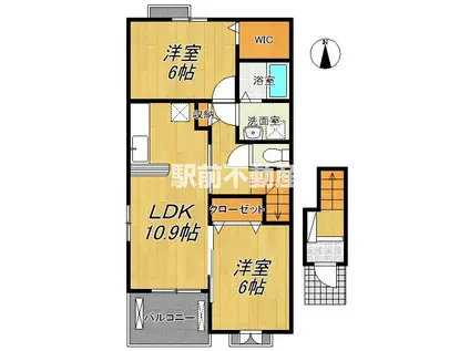 ピュアライヴIXA(2LDK/2階)の間取り写真