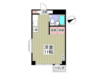 宮前ビル(ワンルーム/6階)の間取り写真