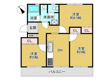 小室ハイランドC街区15号棟(3DK/5階)の間取り写真