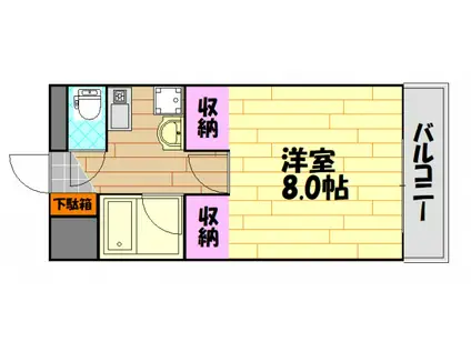 サンヒルズ(1K/2階)の間取り写真