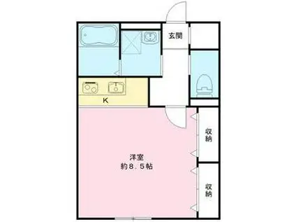 メゾン・ドゥ・ファミーユ(1K/2階)の間取り写真