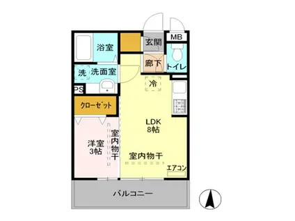 ジュネス稲荷塚(1LDK/1階)の間取り写真