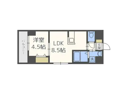 LACASA上本町(1LDK/5階)の間取り写真