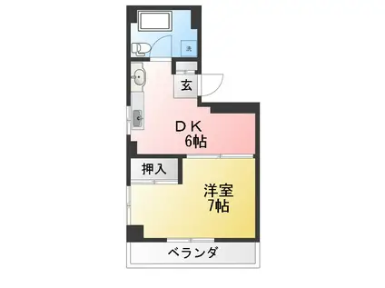 井上ビル(1DK/4階)の間取り写真