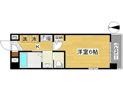 ピースフル木町(1K/3階)の間取り写真