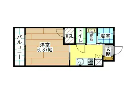  飛幡ブレイン(1K/1階)の間取り写真