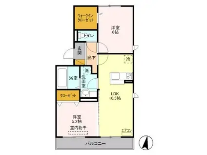 メゾン・ジャンティーユ(2LDK/2階)の間取り写真