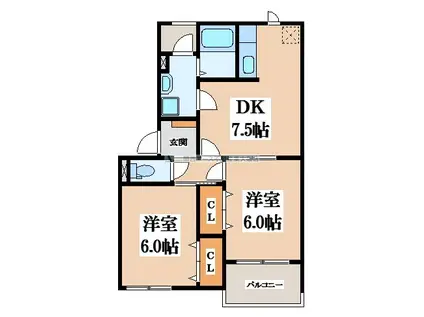 コータコート(2DK/2階)の間取り写真