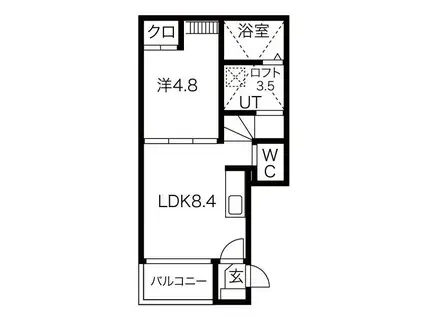 テラス菊井(1LDK/2階)の間取り写真