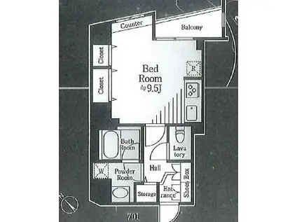 DAFFITTO天王洲(ワンルーム/12階)の間取り写真