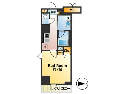 グランドレジデンス三鷹(1K/9階)の間取り写真