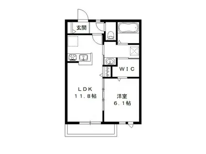 リアン テラス B棟(1LDK/2階)の間取り写真