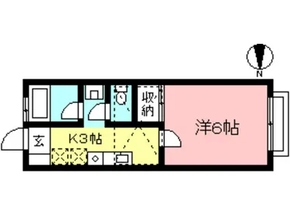 ハイフィールド(1K/2階)の間取り写真