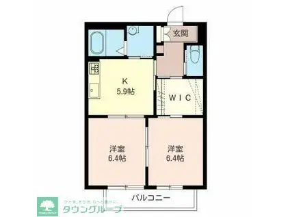 ソフィアC(2K/2階)の間取り写真