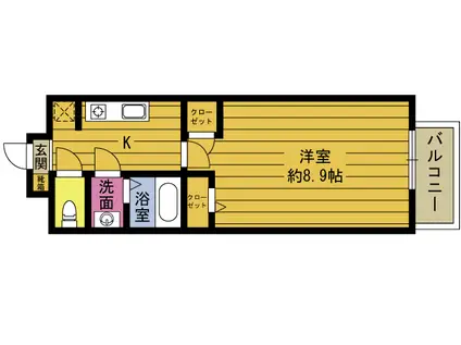 ガーデンハウス石垣(1K/4階)の間取り写真