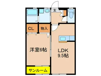 メゾンサンファミリー(1LDK/1階)の間取り写真