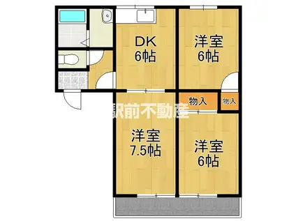 アネックス南佐賀(3DK/2階)の間取り写真