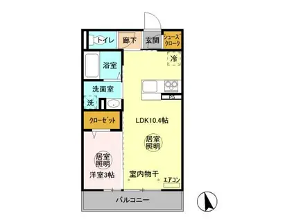 アルカンジュ(1LDK/2階)の間取り写真