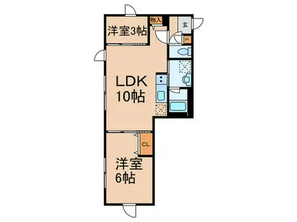 ウェルスクエアイズム桜上水(2LDK/3階)の間取り写真
