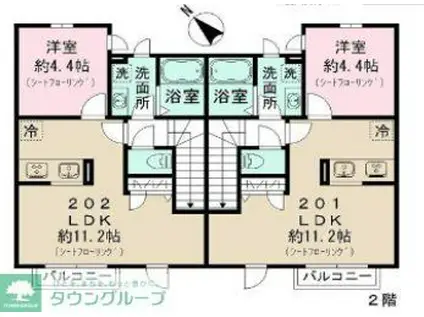 ノース HILL(1LDK/2階)の間取り写真