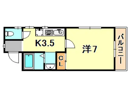 ハイツ常楽(1K/2階)の間取り写真