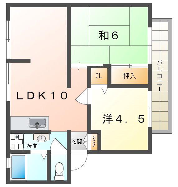 サンビーム元町(2LDK/2階)の間取り写真