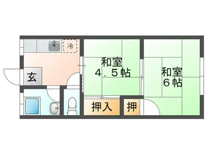 グリーンハイツ垂水(2DK/2階)の間取り写真