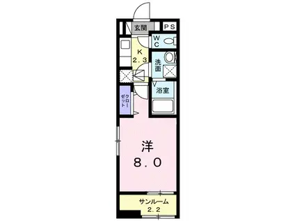 ミニョン ドミール(1K/2階)の間取り写真