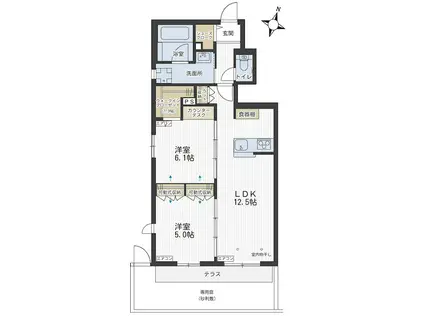 GRAND COCO(2LDK/1階)の間取り写真