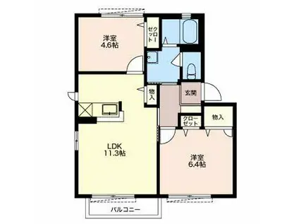 カーサ21(2LDK/2階)の間取り写真
