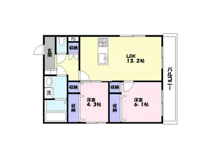 ミライテラス(2LDK/1階)の間取り写真