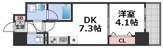 RISING MAISON 本町橋(1DK/3階)の間取り写真