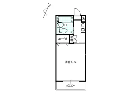 コーポヤチヨI(1K/1階)の間取り写真