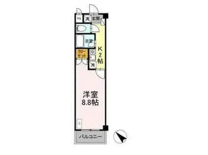 タイムD1(1K/4階)の間取り写真