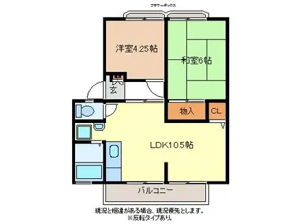 グランデドミールA(2LDK/2階)の間取り写真