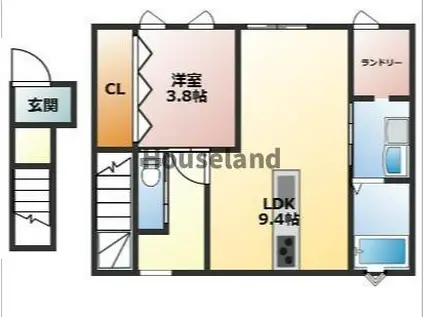LEANARU加納(1LDK/1階)の間取り写真