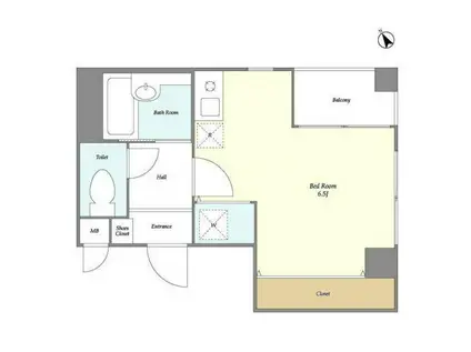 ヴィラ南蒲田(ワンルーム/2階)の間取り写真