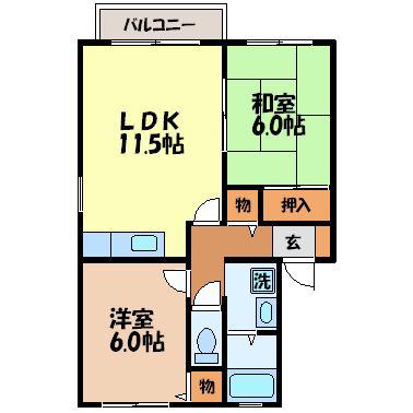 リリーズ96A(2LDK/2階)の間取り写真
