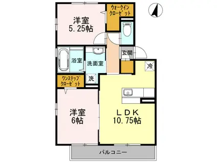 グリーンヒルズ(2LDK/1階)の間取り写真