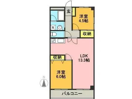 ソーワ豪徳寺マンション(2LDK/5階)の間取り写真
