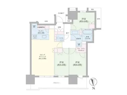 幕張ベイパーク ライズゲートタワー(3LDK/24階)の間取り写真