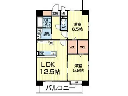 エイビス(2LDK/10階)の間取り写真