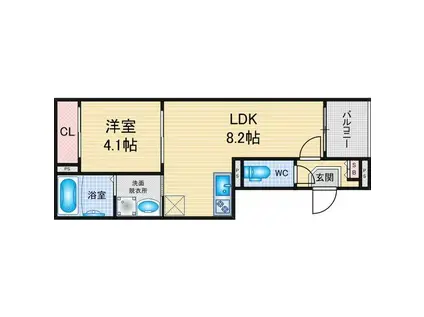 ハーモニーテラス新守山H(1LDK/1階)の間取り写真